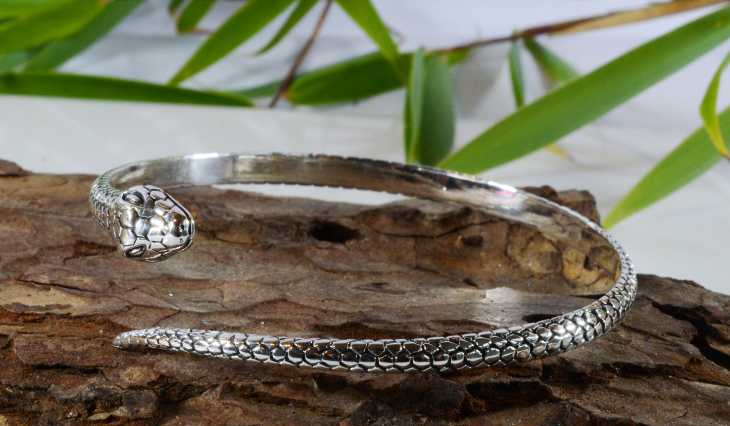 Snake silver bangle