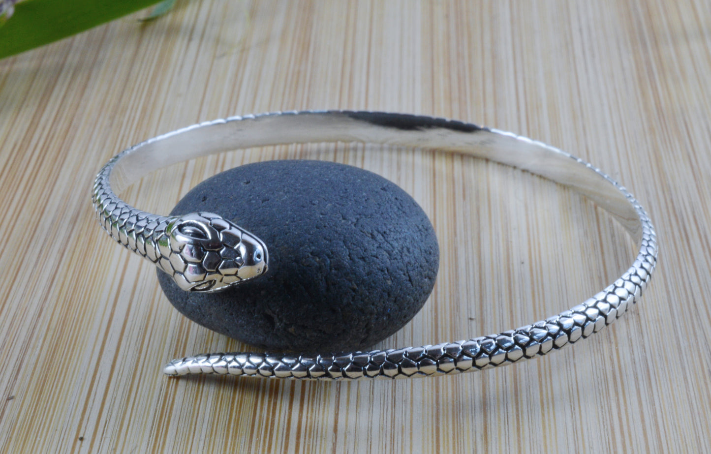 Snake silver bangle