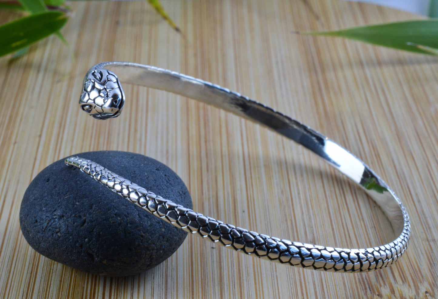 Snake silver bangle