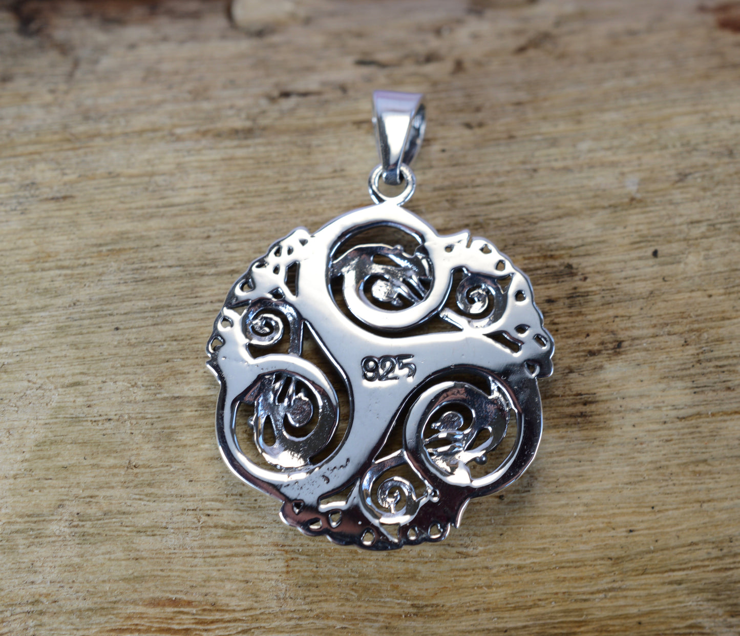 Sterling Silver (92.5) Celtic Triskele Triple Spiral Pendant