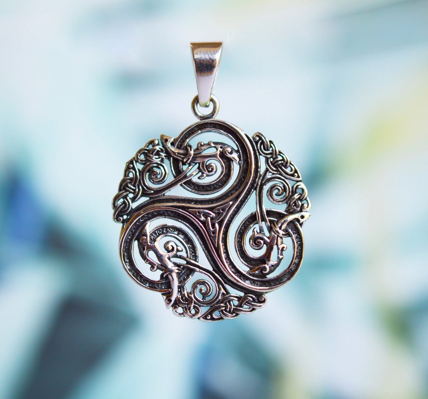 Sterling Silver (92.5) Celtic Triskele Triple Spiral Pendant