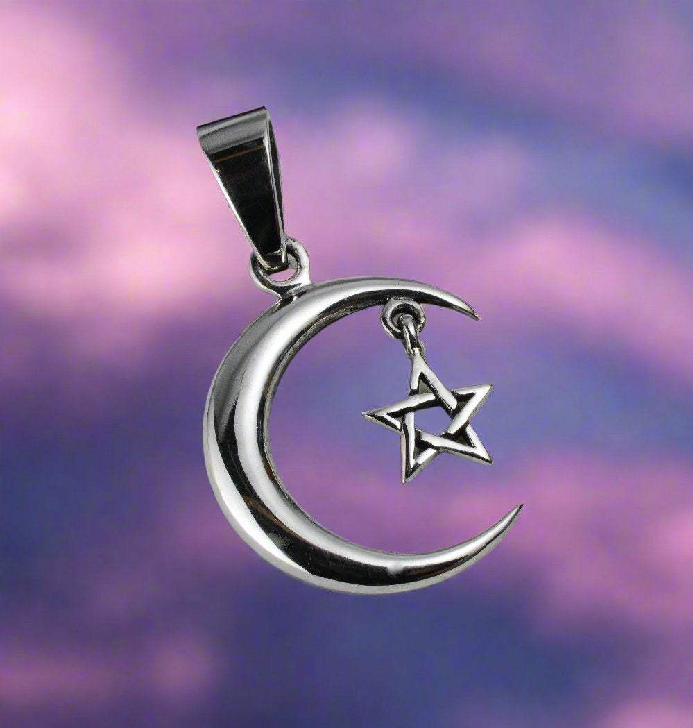 Moon star  sterling sliver pendent