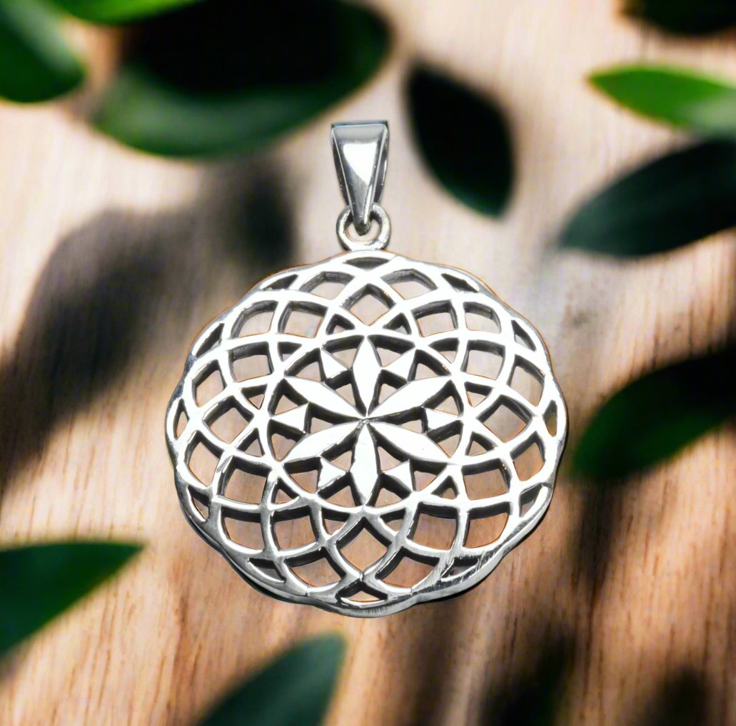 Sterling silver  flower of life pendent.