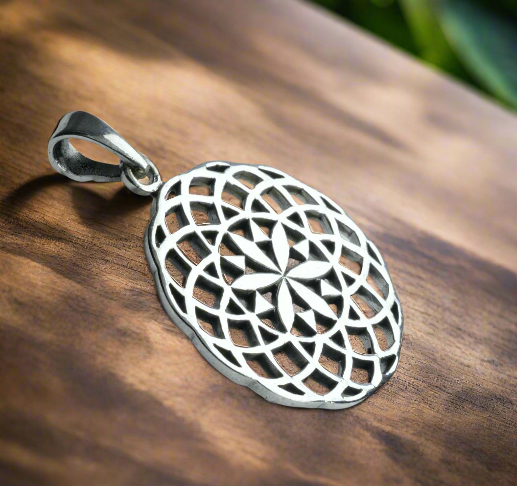 Sterling silver  flower of life pendent.