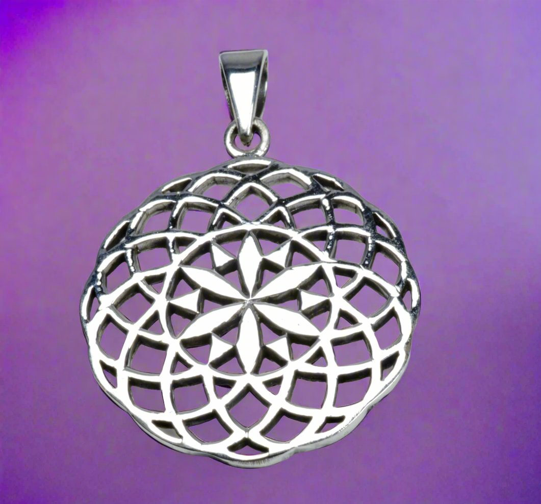 Sterling silver  flower of life pendent.