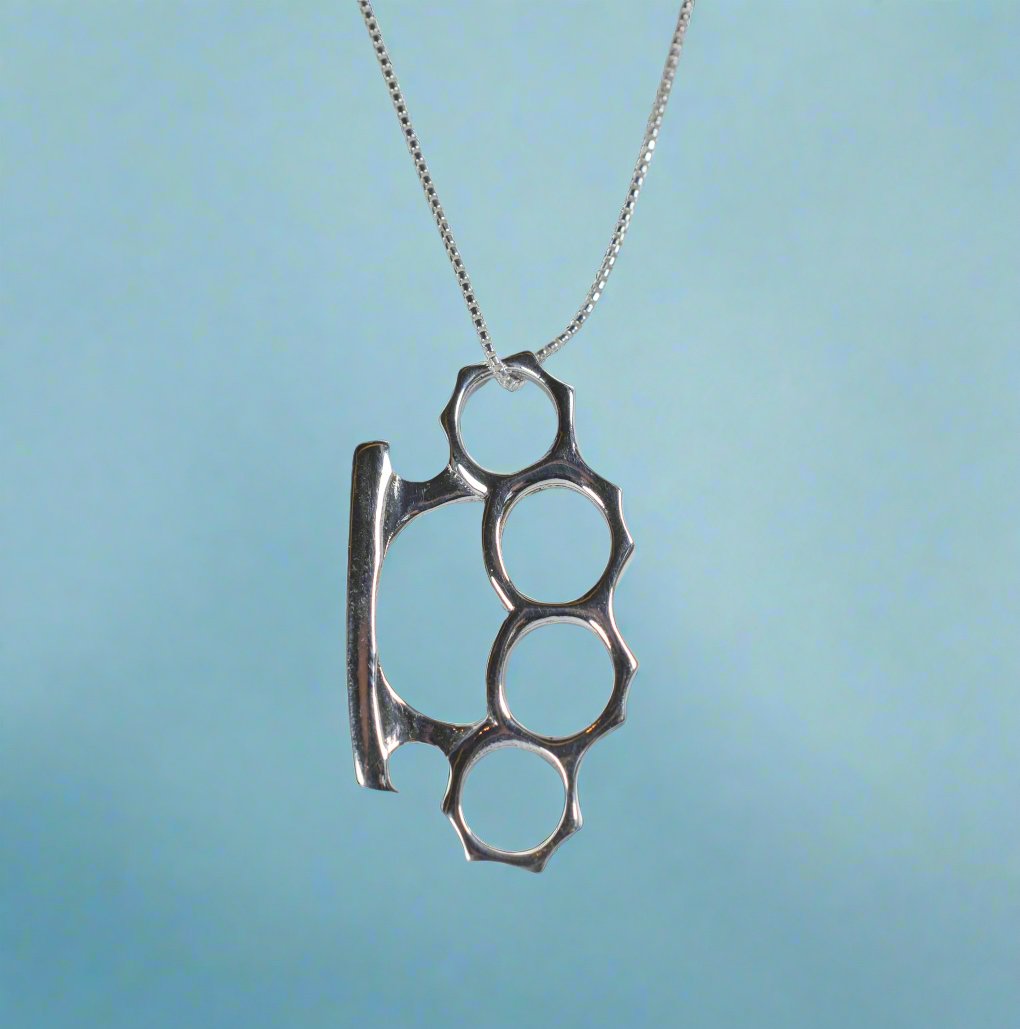 Silver knuckle duster pendent