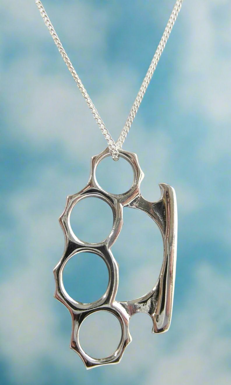 Silver knuckle duster pendent