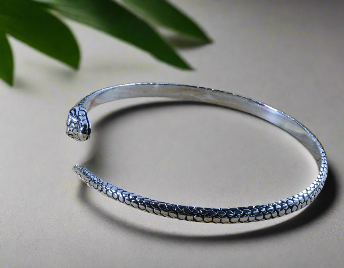 Snake silver bangle