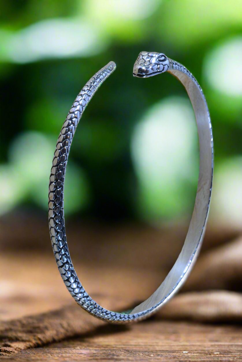 Snake silver bangle